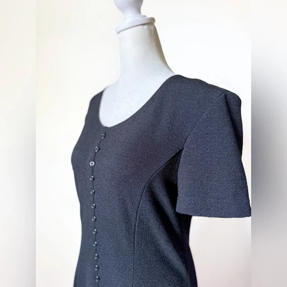 90s Vintage Black Midi Dress - Picture 5 of 6